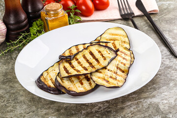 Grilled eggplant slice snack appetizer