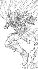 Fototapeta premium Vintage vector illustration of a woman with angel wings, riding a horse, surrounded by people in a traditional setting for children's coloring book