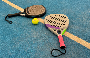  paddle rackets on the playing court