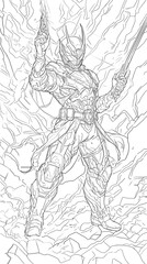 Fototapeta premium Vintage vector floral knight on horseback illustration for seamless wallpaper design for children's coloring book