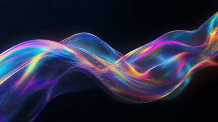 Obraz premium Abstract holographic wave with a black background.