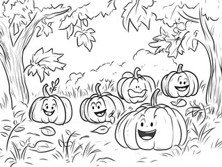 Floral pumpkin silhouette vector design for halloween decoration for children's coloring book