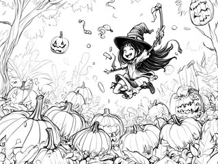 Halloween pumpkin autumn vector illustration set cartoon vegetable design holiday for children's coloring book