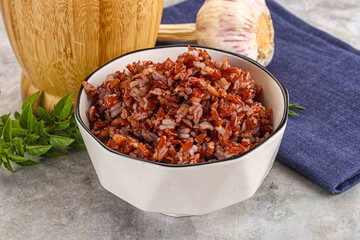 Red steamed rubine rice garnish