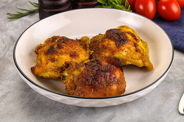Roasted chicken thighs  with spices
