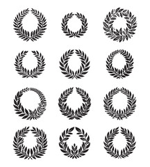 Wreath leaves silhouette vectors
