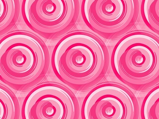 Seamless pattern of pink circles on a pink background.