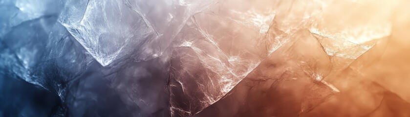 Abstract Ice Fusion, Captivating Blend of Blue and Orange Hues in an Ice Background