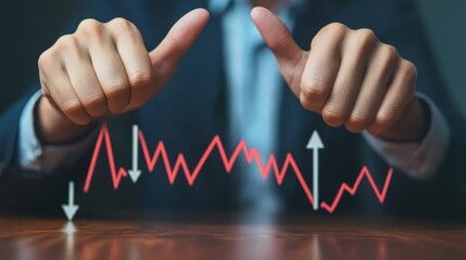 Negative Business Trend, Businessman Expressing Concern Over Declining Chart