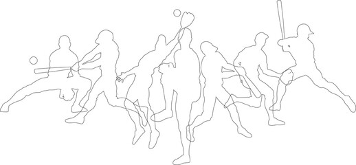 Baseball Silhouette Players Player Silhouettes