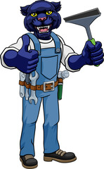 Panther Car Or Window Cleaner Holding Squeegee