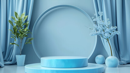 blue vase with flowers