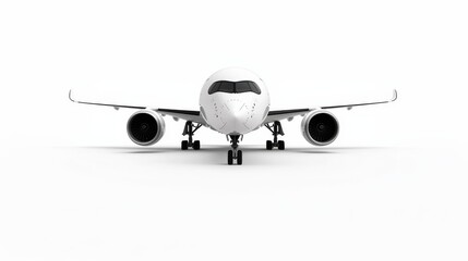 A commercial airplane with a clear white background for a clean, professional look. A clear white background enhances the sleek structure of a commercial airplane, perfect for showcasing aviation.