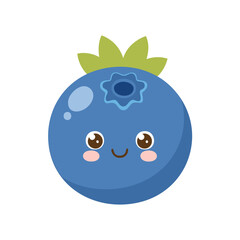 Obraz premium Blueberry Cute Cartoon Fruit Fresh Animation Kawaii Healthy Character 