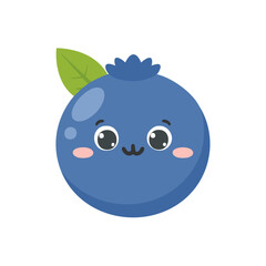 Fototapeta premium Blueberry Cute Cartoon Fruit Fresh Animation Kawaii Healthy Character 