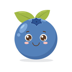 Fototapeta premium Blueberry Cute Cartoon Fruit Fresh Animation Kawaii Healthy Character 