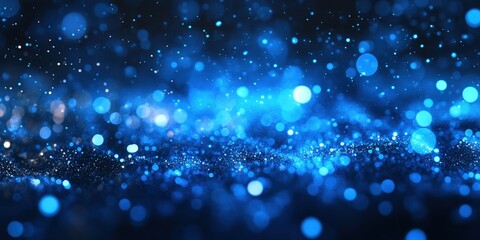 Obraz premium Abstract Blue Glowing Particles Background with Bokeh