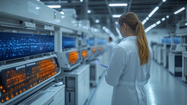 Advanced laboratory conducting CRISPR research with scientists analyzing data on screens