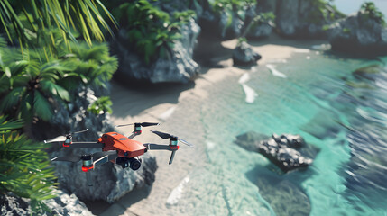 A small drone flying in the sky, surveillance, espionage. Neural network AI generated art