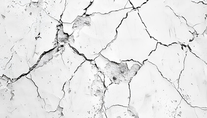 Obraz premium old worn crack on white concrete wall texture, Earthquake effects
