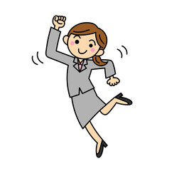 躍る女性会社員