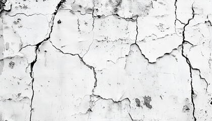 Obraz premium old worn crack on white concrete wall texture, Earthquake effects