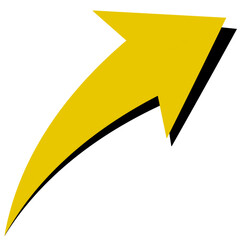Growth arrow icon on transparent background, png. yellow, gold arrow icon. Arrow sign, icon