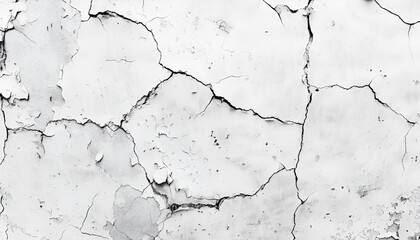 Fototapeta premium old worn crack on white concrete wall texture, Earthquake effects