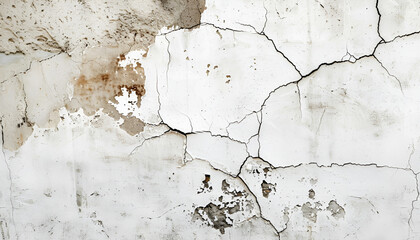 Obraz premium old worn crack on white concrete wall texture, Earthquake effects
