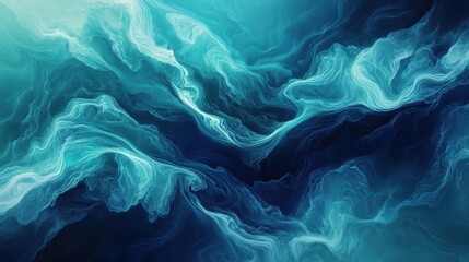 Obraz premium High-Resolution Abstract Design Emphasizing Fluid Movement and Repetition | Soothing Blues and Greens -- 16:9