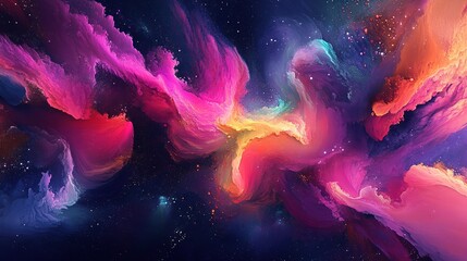 Colorful Abstract Cosmic Painting of Space