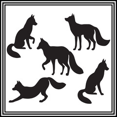 Fox  silhouette vector clipart, wildlife animal