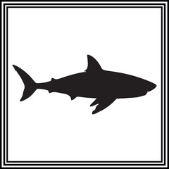 Shark silhouette illustration, octopus clipart