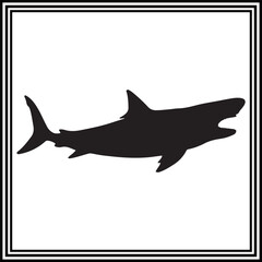 A Vector illustration of Shark silhouette, octopus clipart