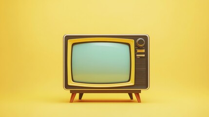 A retro television on a yellow background.