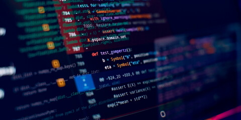 Abstract IT technology background. Software source code. Website programming code