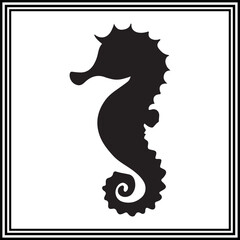  Black silhouette of seahorse isolated on white background.  © Ridwan arts & icons