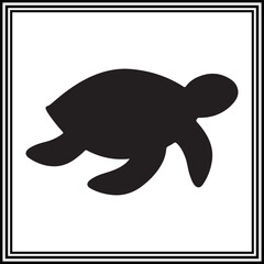 Sea turtle silhouette isolated on white background.