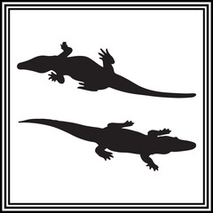 Silhouette illustration of alligator isolated on white background