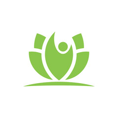 Flower lotus with human for healthy food yoga sport logo design