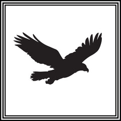 Silhouette of a flying eagle in the sky