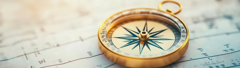 A golden compass pointing towards true north, symbolizing direction and purpose, golden compass, guidance and clarity - obrazy, fototapety, plakaty