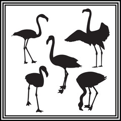 Fototapeta premium Flamingo silhouette illustration set on a white background