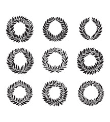 Wreath leaves silhouette vectors