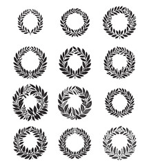 Wreath leaves silhouette vectors