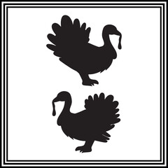 Wild turkey silhouette illustration, wildlife animal.