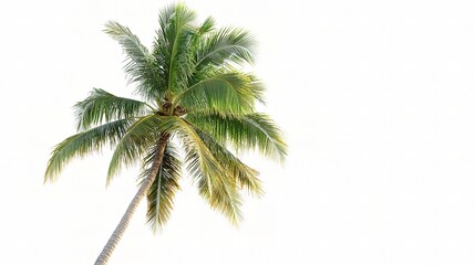 Lush Palm Tree Against Bright Sky Background