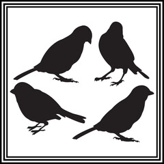Sparrow silhouette illustration  set on white background.