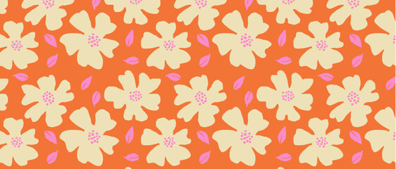 Fototapeta premium Abstract. Hand drawn flowers pattern seamless background. design for pillow, print, fashion, clothing, fabric, gift wrap. vector.