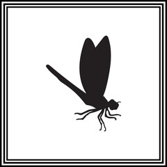 Cute insect dragonfly silhouette.